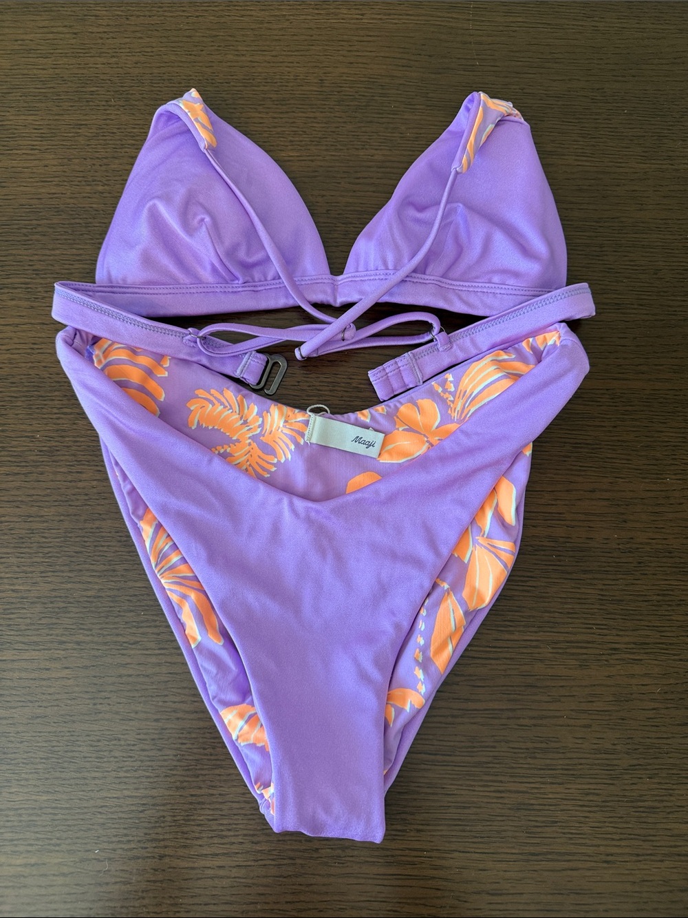 Maaji Lavender Bikini with Orange Floral Trim